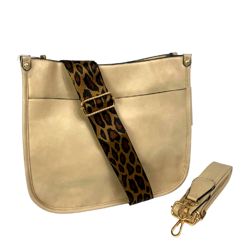 PS-7181 Crossbody Leopard Strap Purse-Bone