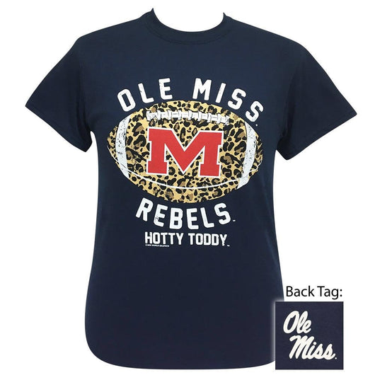 Ole Miss Rebel Leopard Football Navy SS