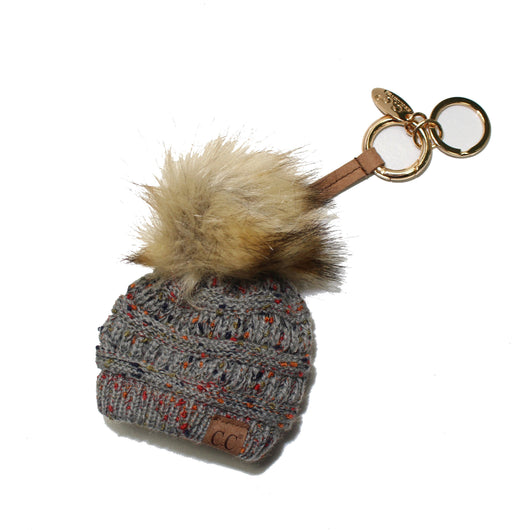 KB-33 Natural Grey Speckled Beanie Keychain