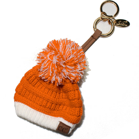 KB-56-8 Game Day Beanie Keychain Bright Orange and White