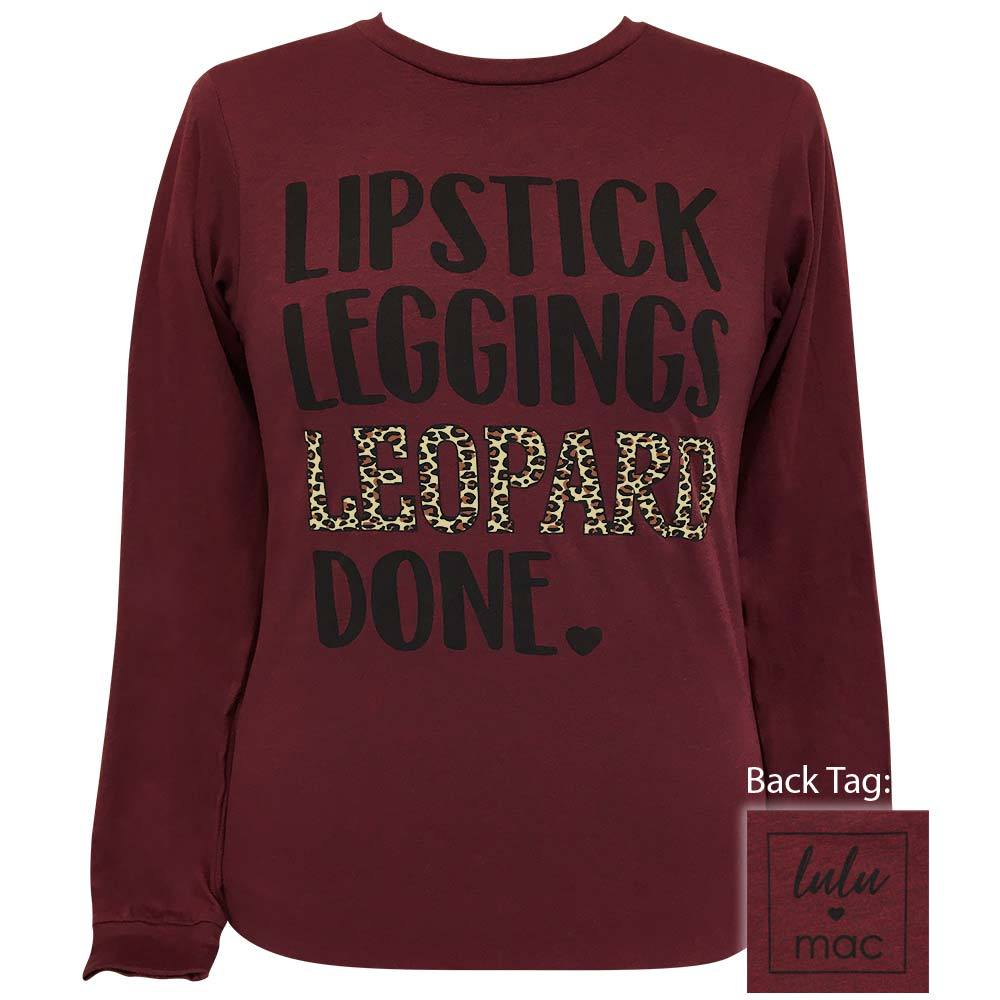 lulu mac-Lipstick Leggings Leopard-Heather Cardinal LS-LM43