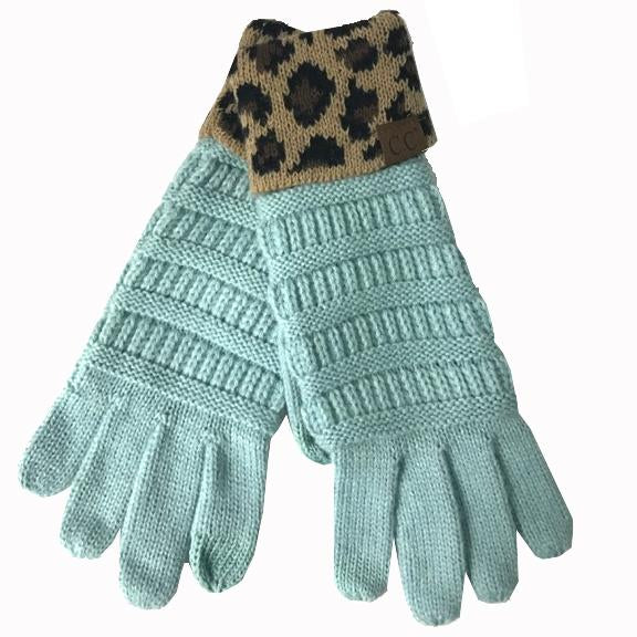 G-45 C.C Mint Gloves with Leopard cuff