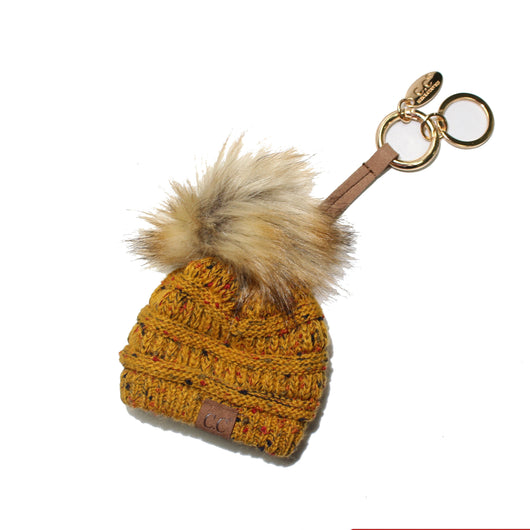 KB-33 Mustard Speckled Beanie Keychain