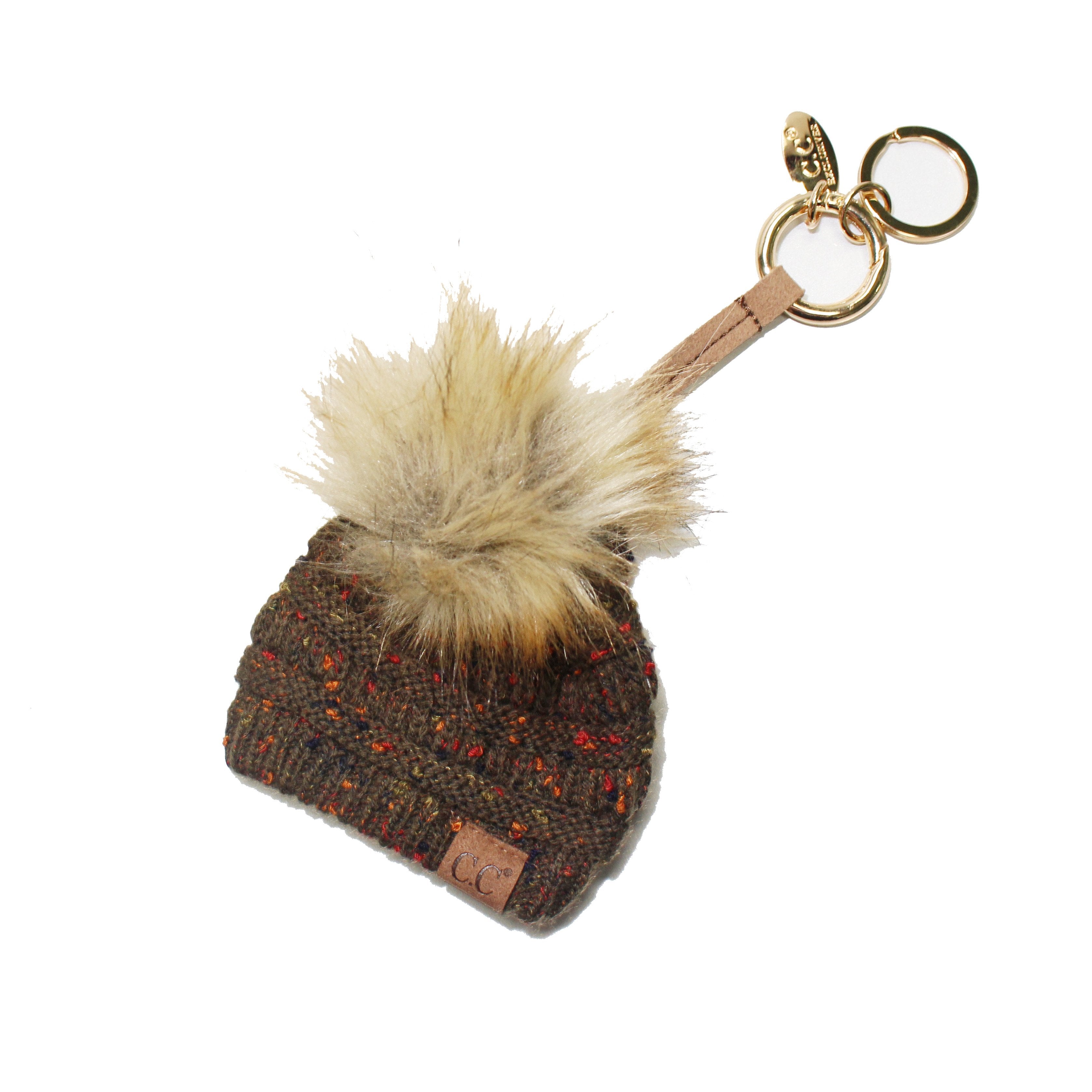 KB-33 New Olive Speckled Beanie Keychain