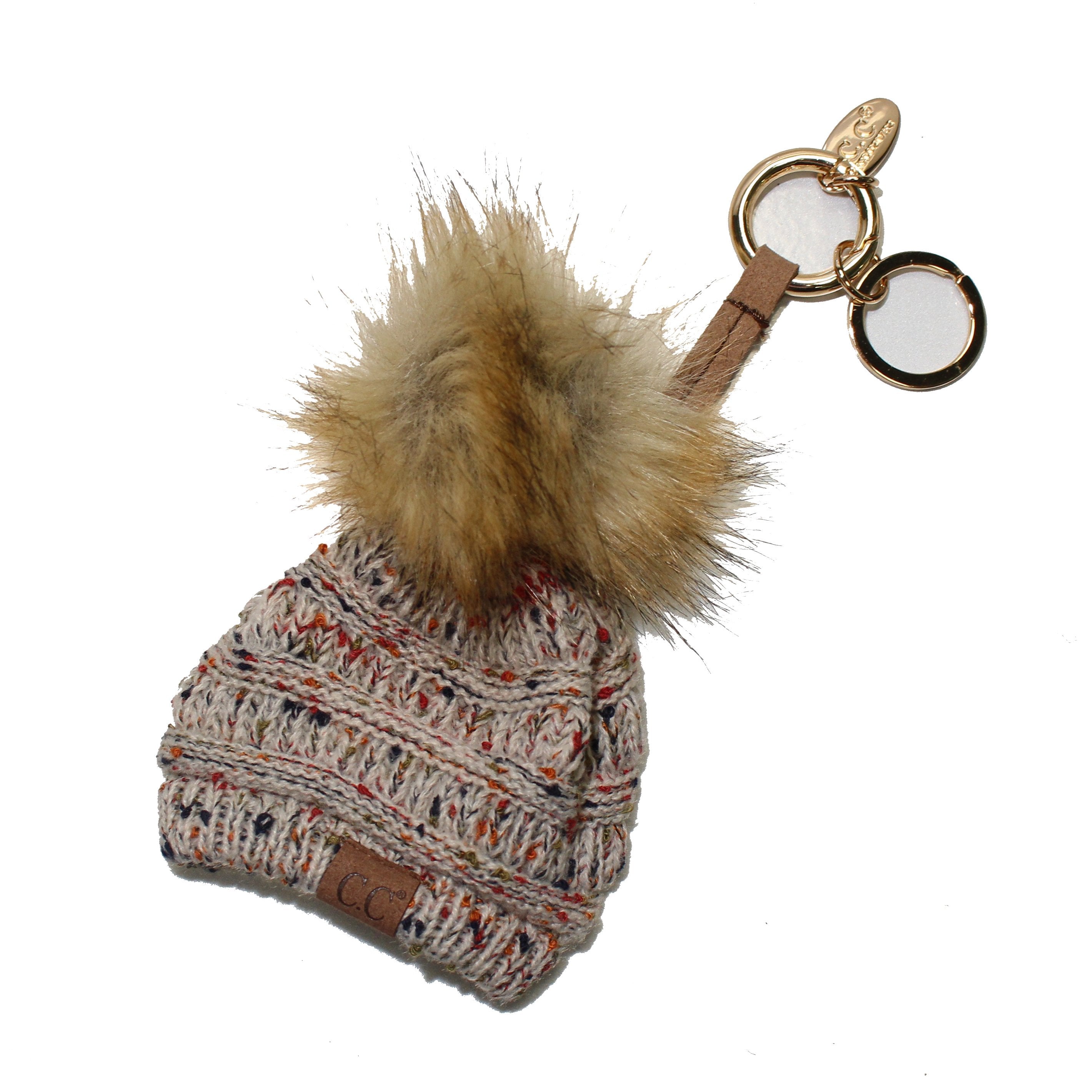 KB-33 Oatmeal Speckled Beanie Keychain