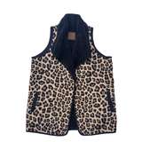 BP-4588 Reversible Leopard and Black Sherpa Vest